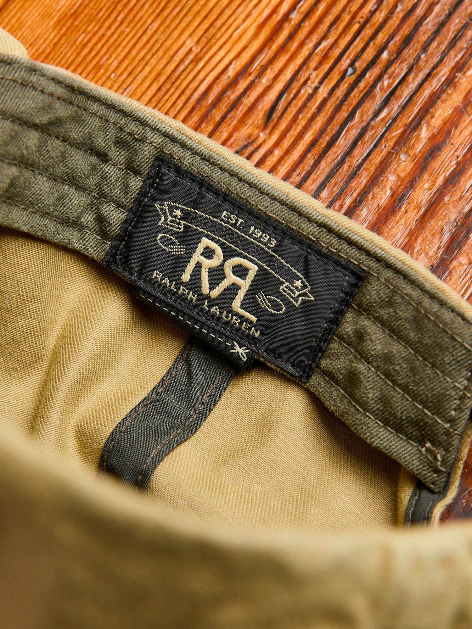 RRL by Ralph Lauren Double RL Logo Sportsman Cap in Khaki