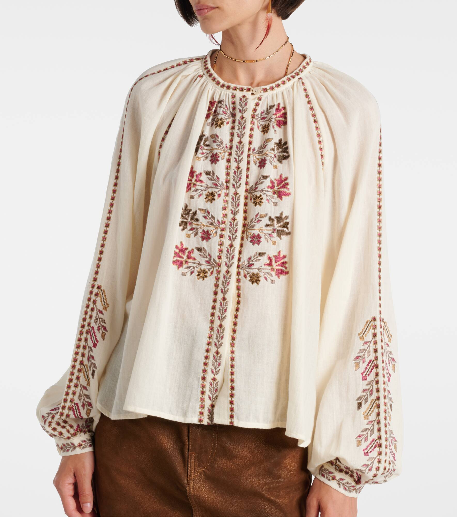 Lynne embroidered cotton blouse - 6