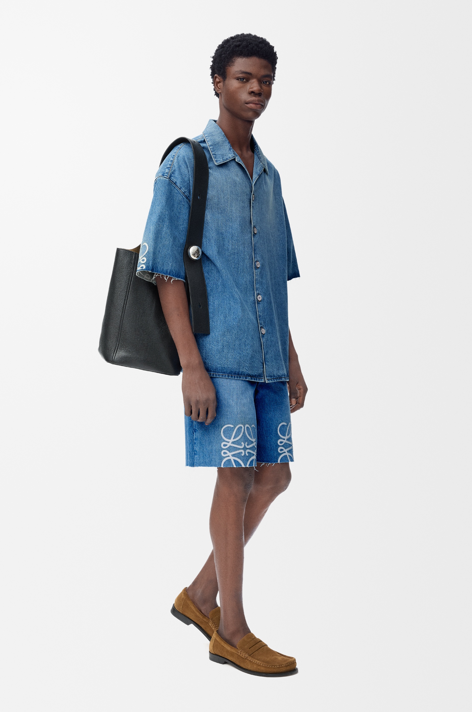 Anagram shorts in denim - 2