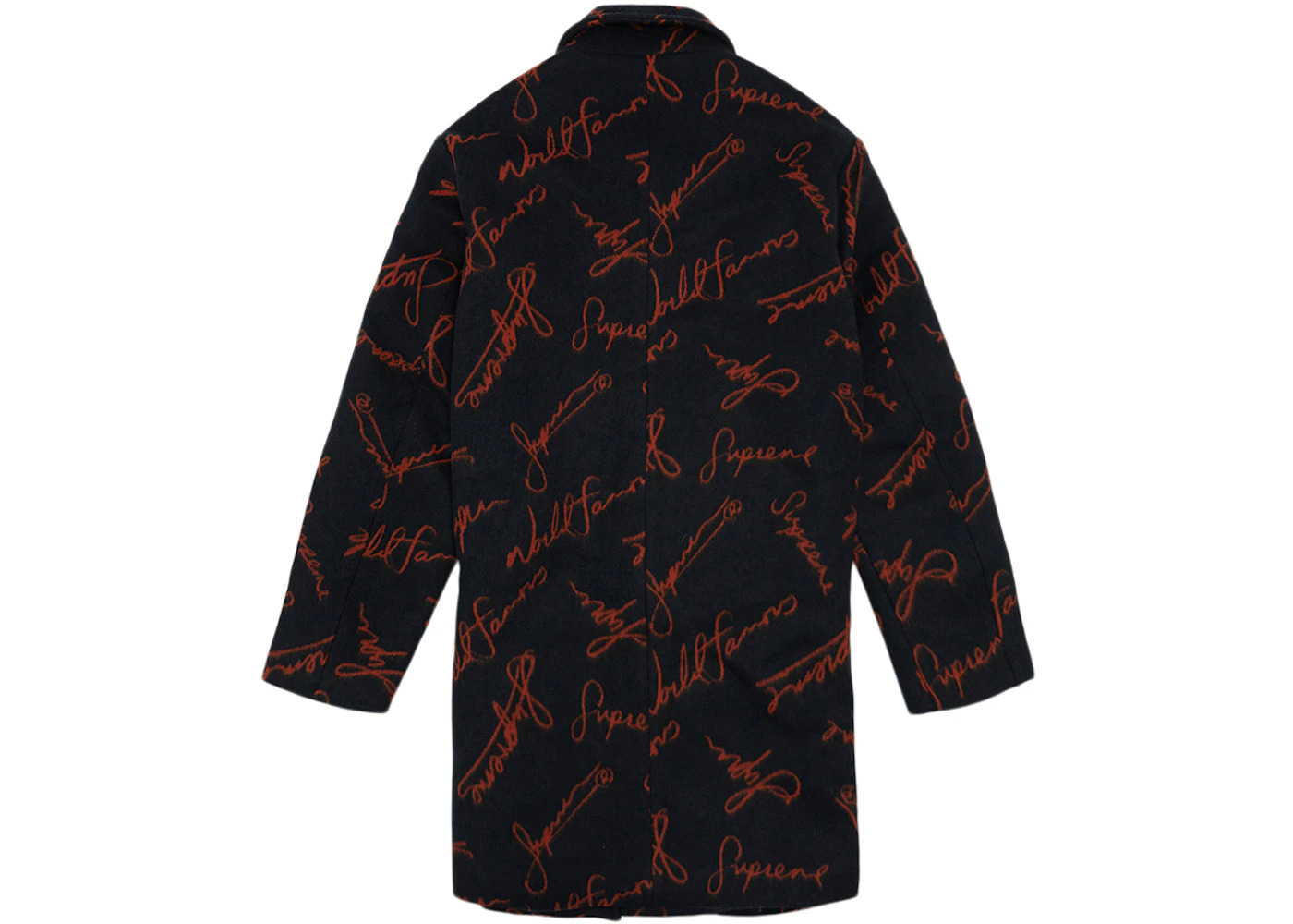 Supreme Script Logos Wool Overcoat Black - 2