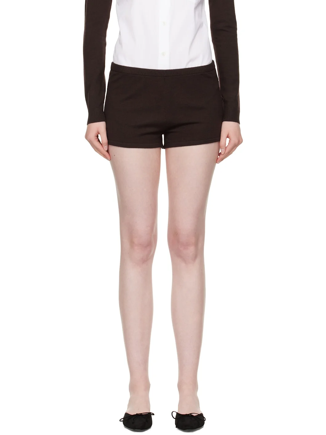Brown Hazy Knit Shorts - 1