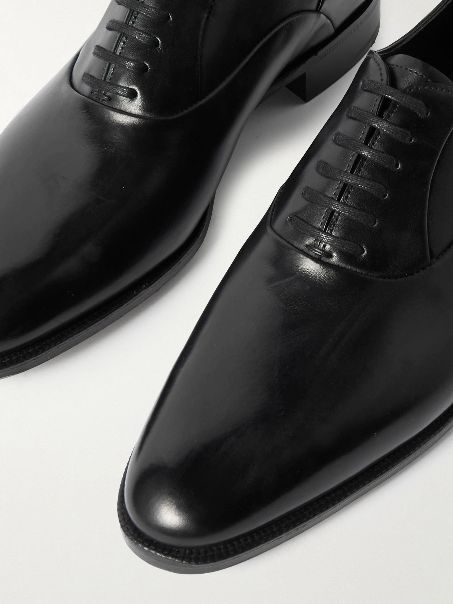 Edgar Glossed-Leather Oxford Shoes Black - 6