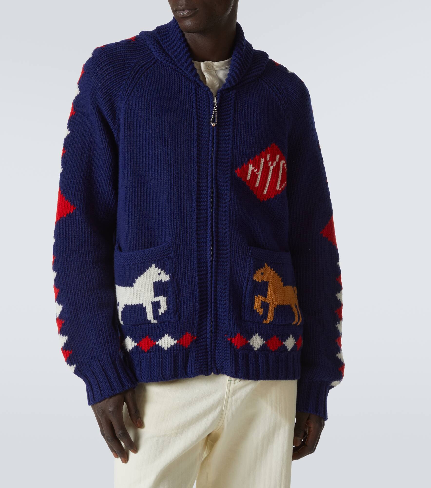 Diamond Corral wool zip-up cardigan - 3