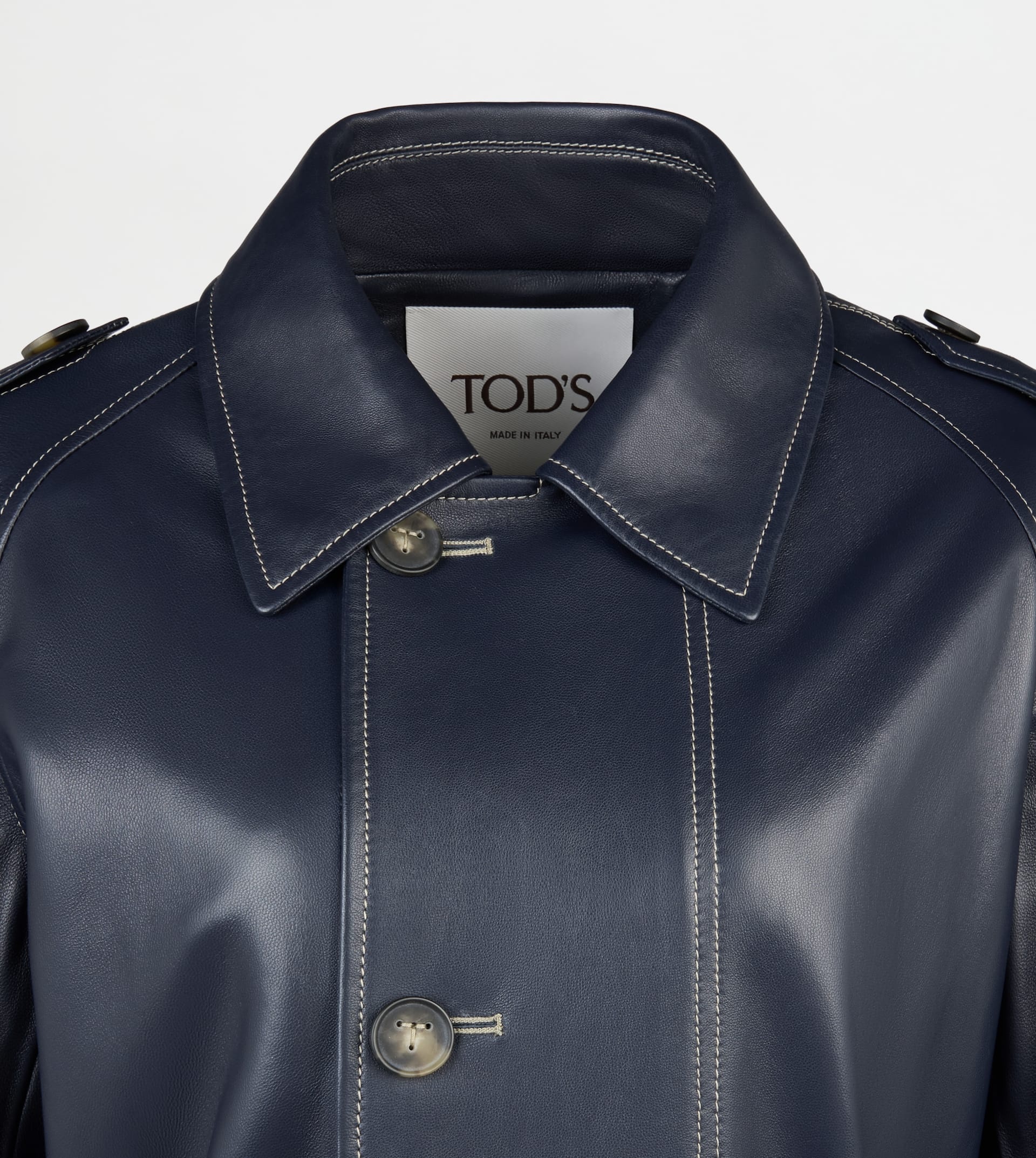 TRENCH COAT IN LEATHER - BLUE - 7