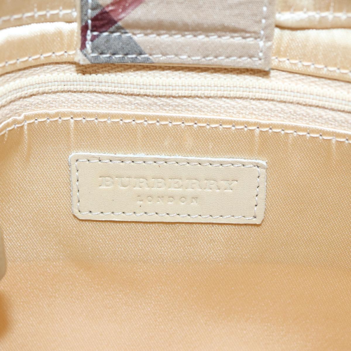 Burberry Nova Check Hand Bag Nylon Beige Silver - 14