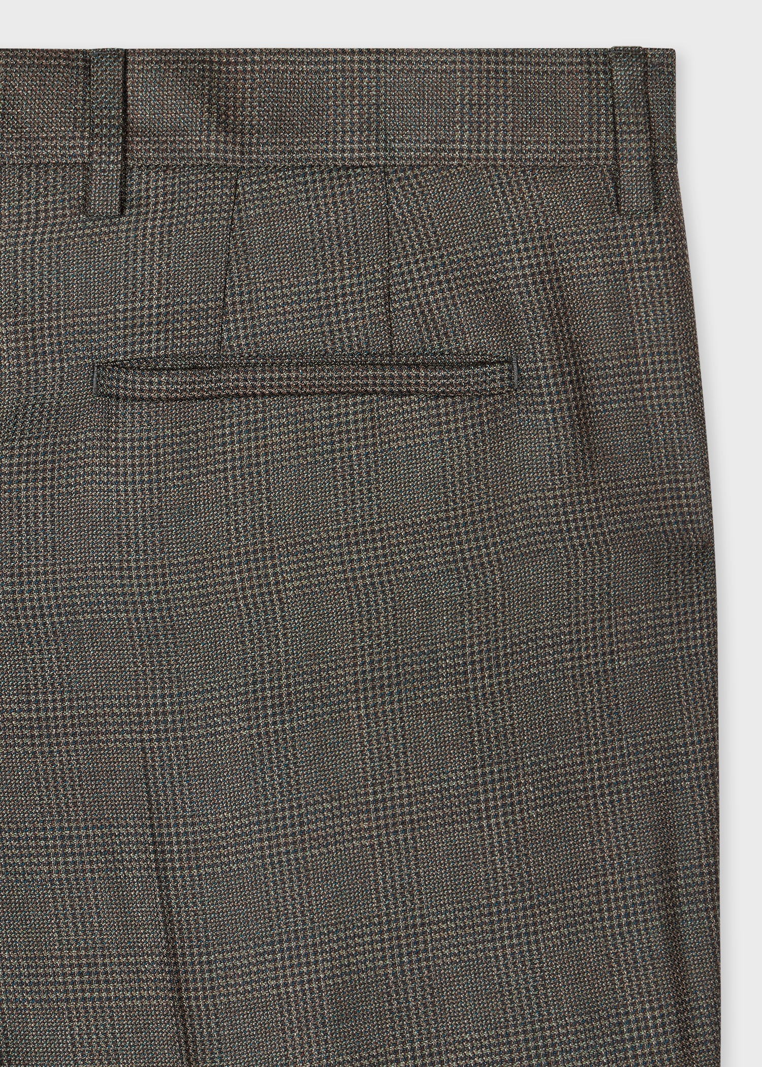 Brown Melange Check Wool Trousers - 2