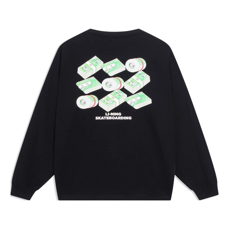 Li-Ning Li-Ning Skateboarding Graphic Long Sleeve T-shirt 'Black' AHST103-3 outlook