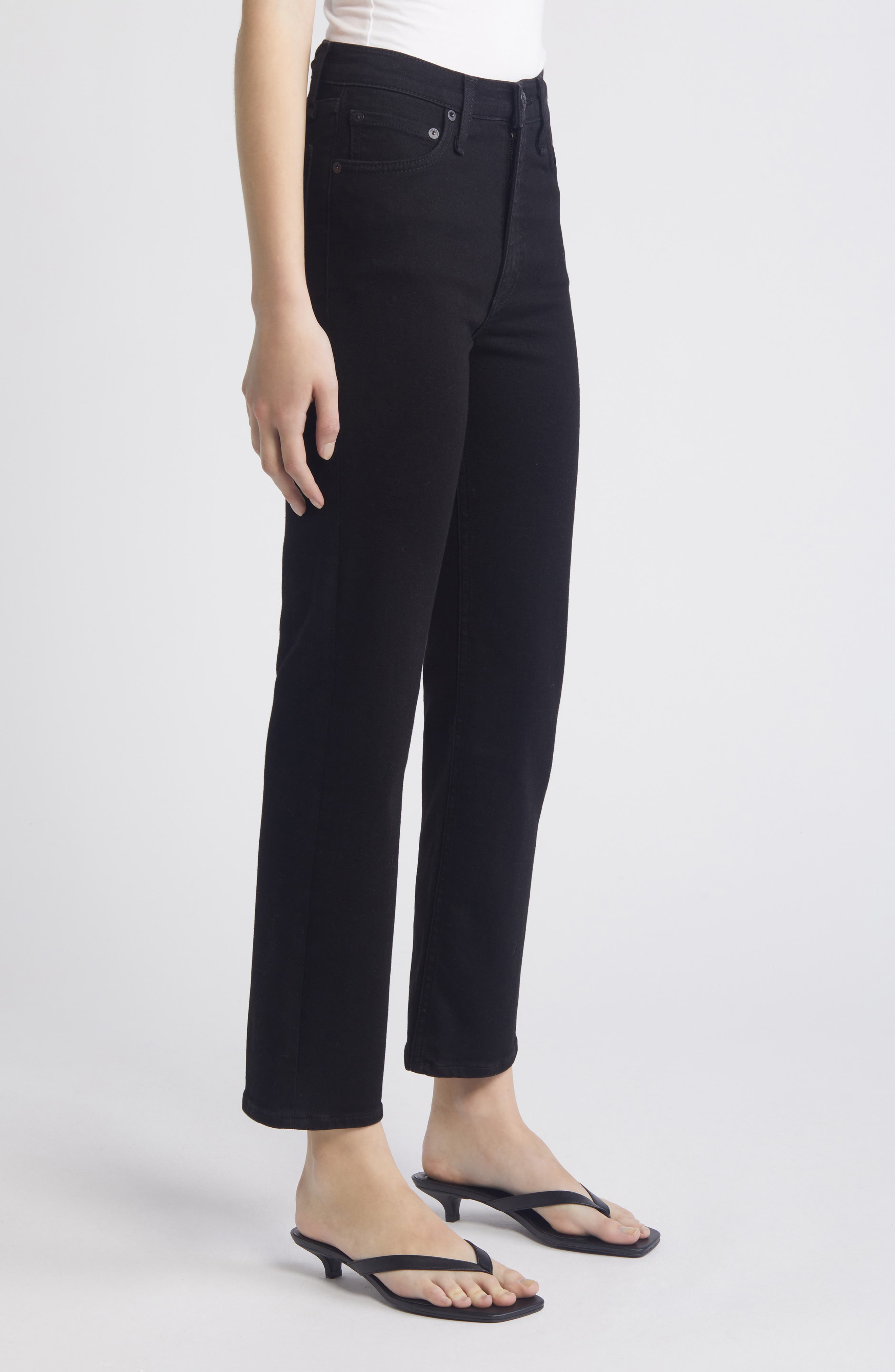 rag & bone Flexi Harlow Mid Rise Ankle Straight Leg Jeans in Black at Nordstrom - 3