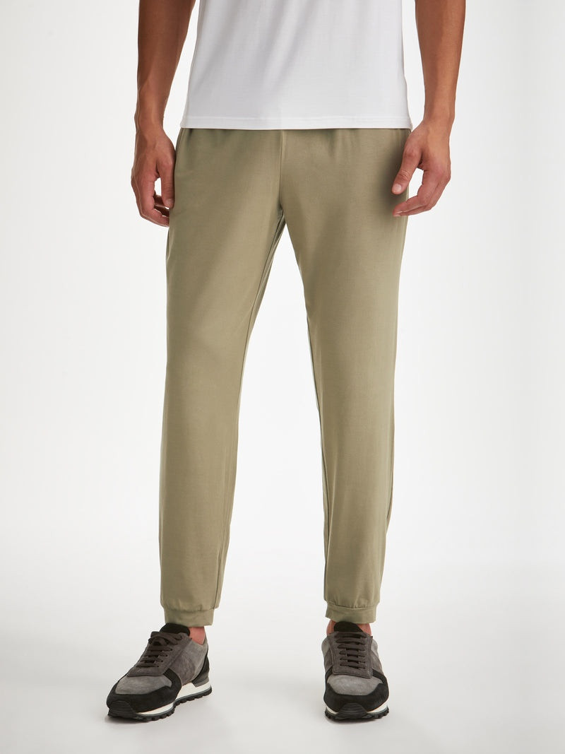 Derek Rose Men's Track Pants Basel Micro Modal Stretch Khaki outlook