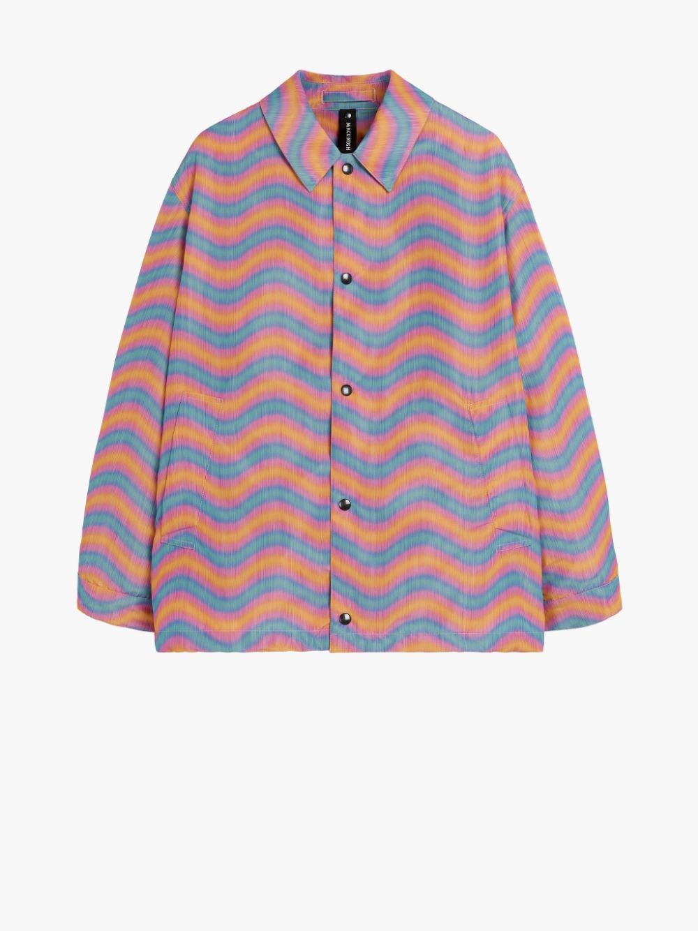 TEEMING PINK & ORANGE WAVE PRINT NYLON COACH JACKET | GMM-216 - 7