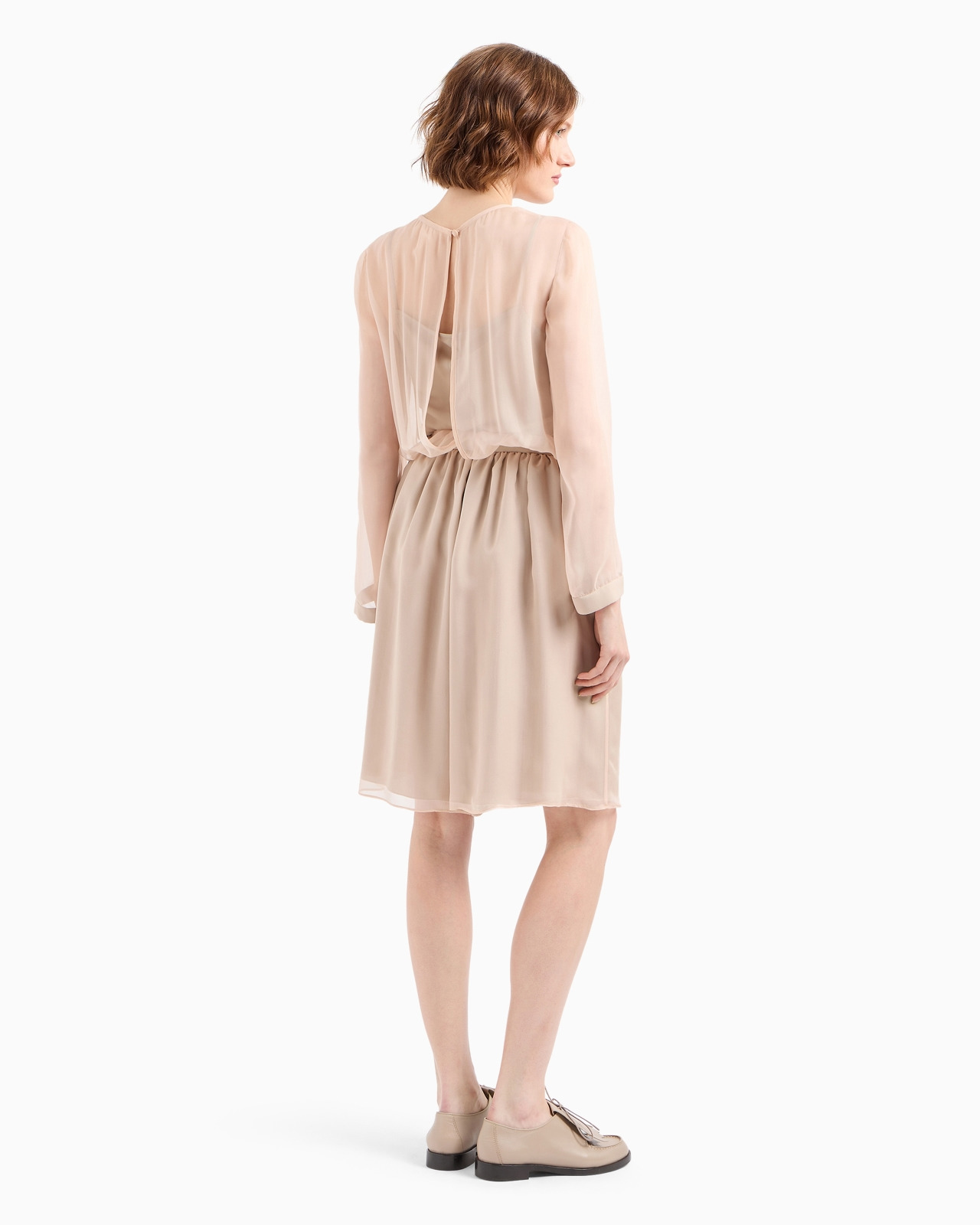 Icon silk chiffon and double georgette short jumpsuit with a two-piece effect - 3