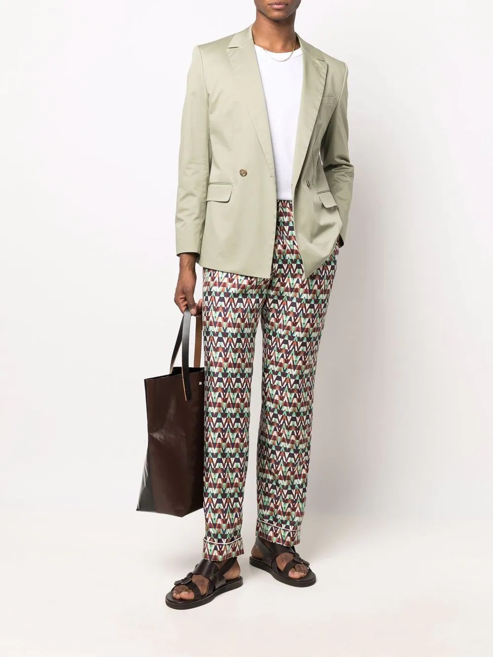 Optical print straight-leg trousers - 2