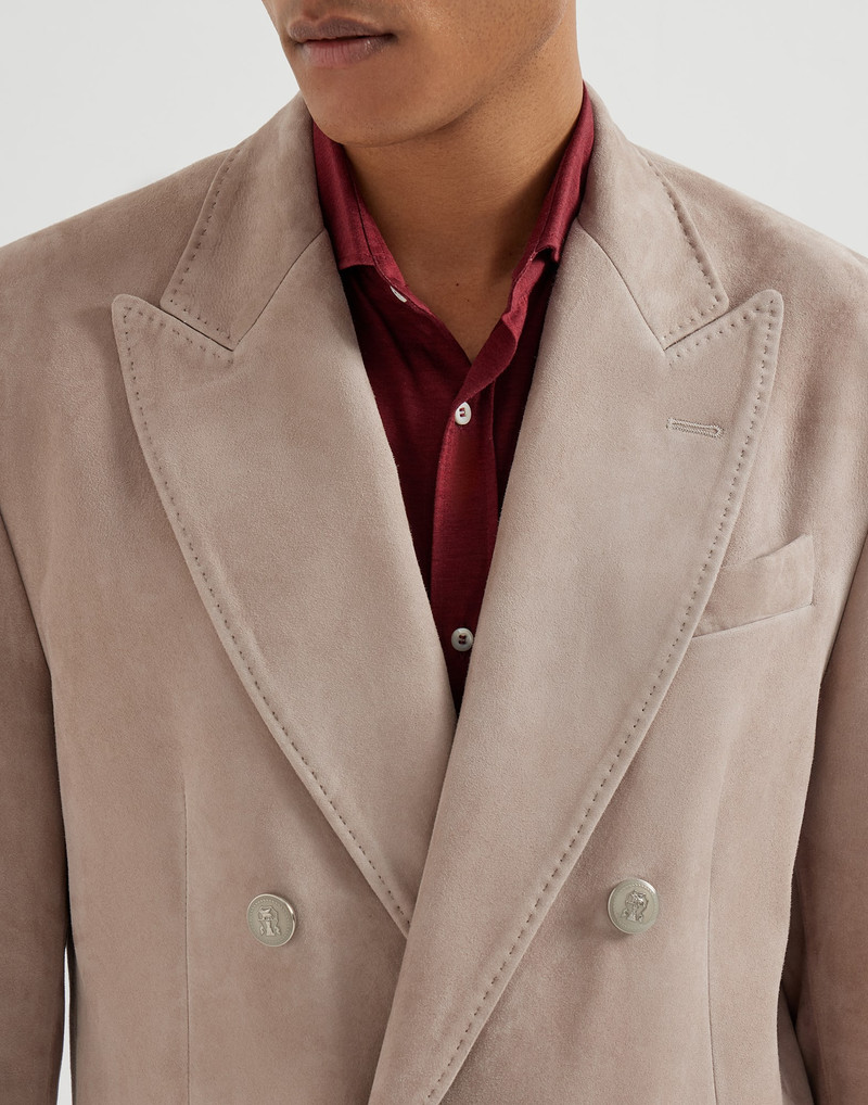Country suede one-and-a-half breasted blazer with metal buttons 4