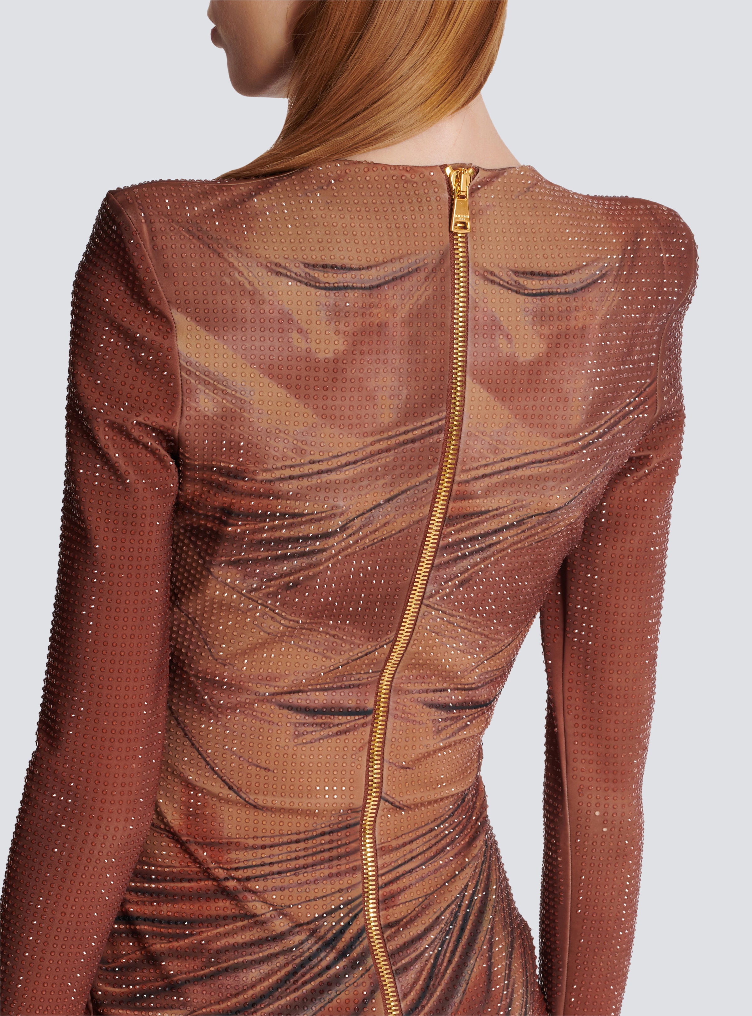 Printed long rhinestone dress - 8