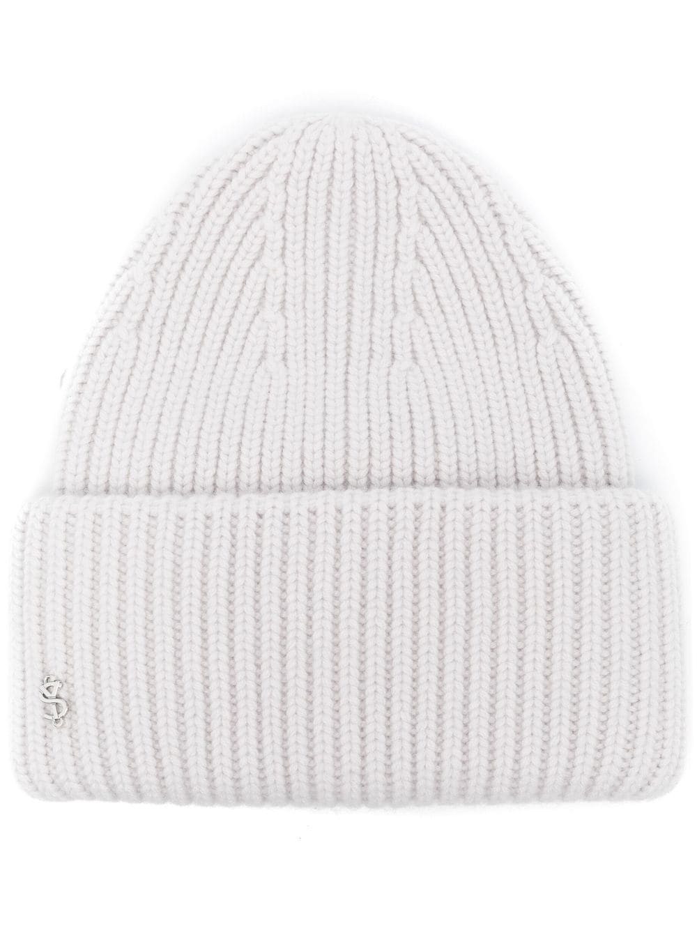 logo-plaque ribbed-knit beanie - 1