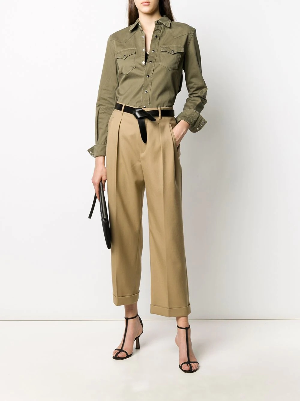 cropped high-waisted trousers - 2