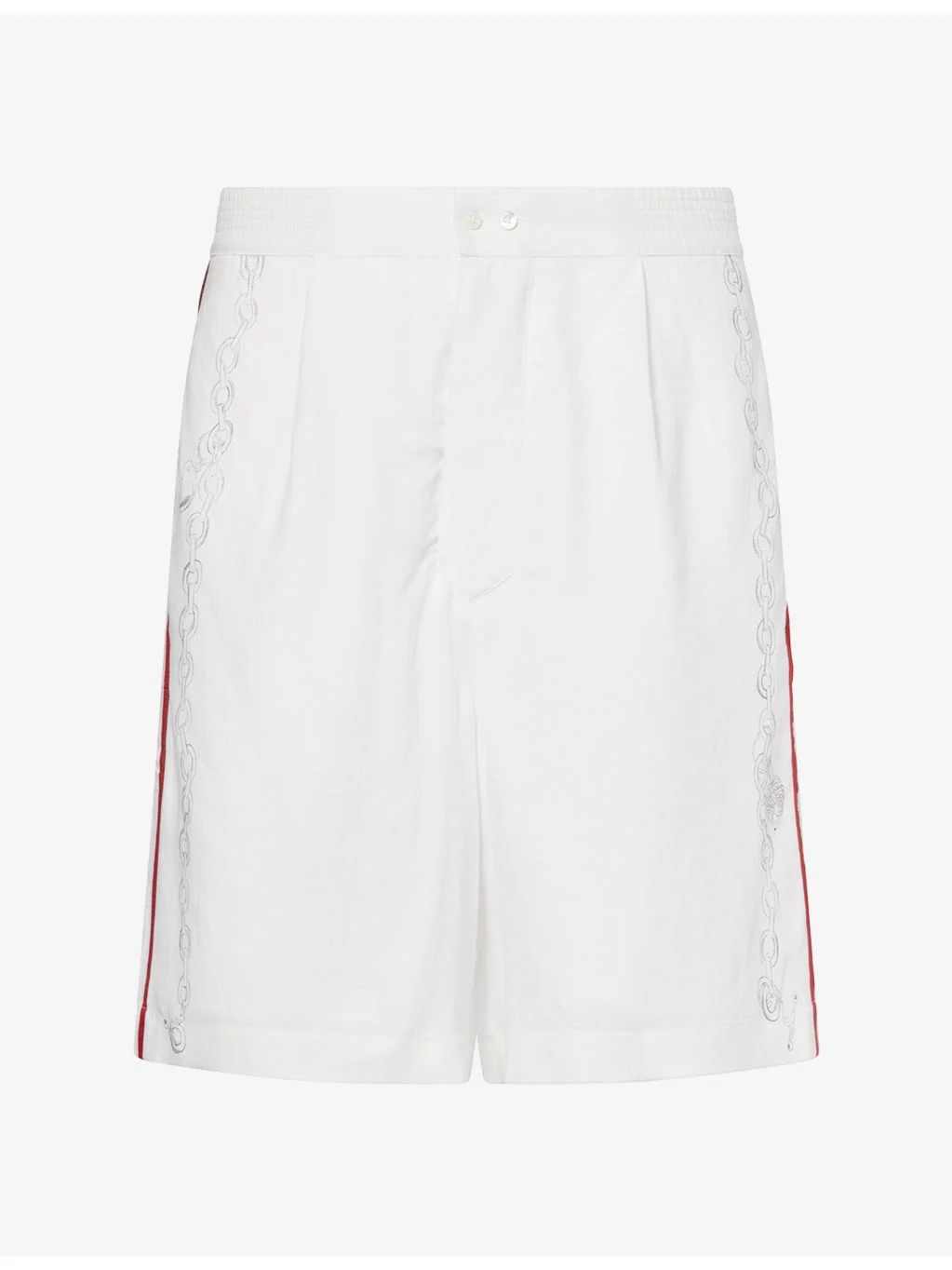 Fish-Print Wide-Leg Cotton Shorts - 1