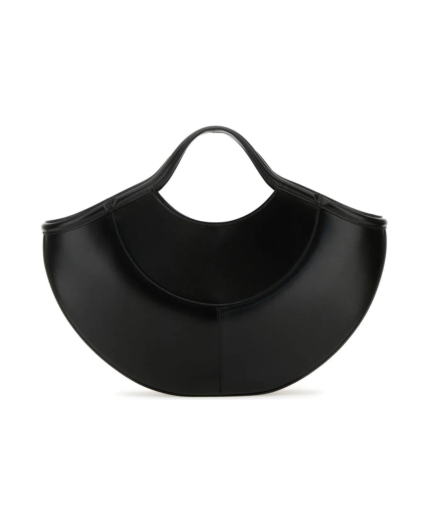 Black Leather Shopping Bag - 3