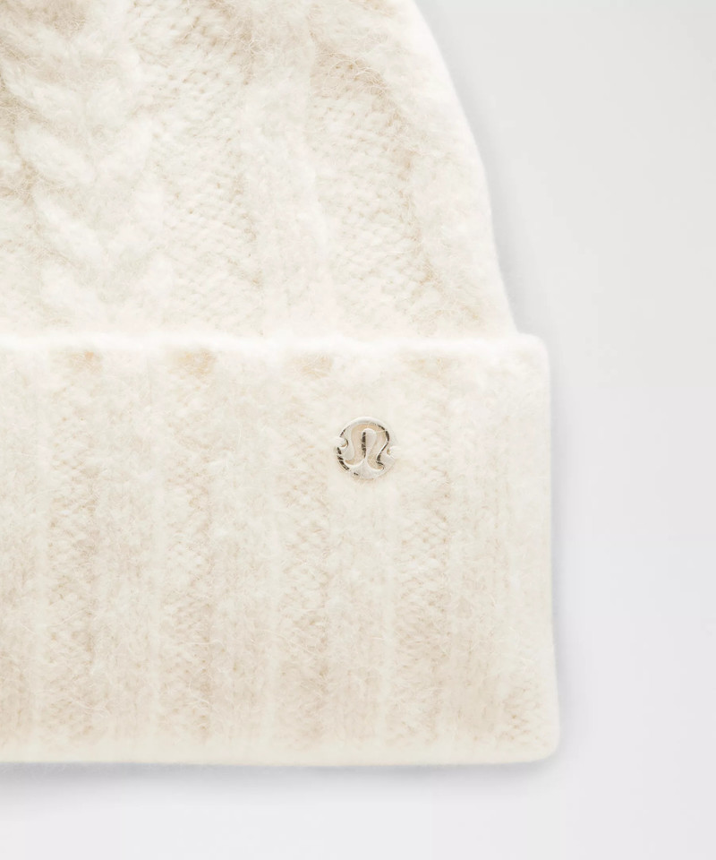 Women's Alpaca Wool-Blend Cable-Knit Pom Beanie 4