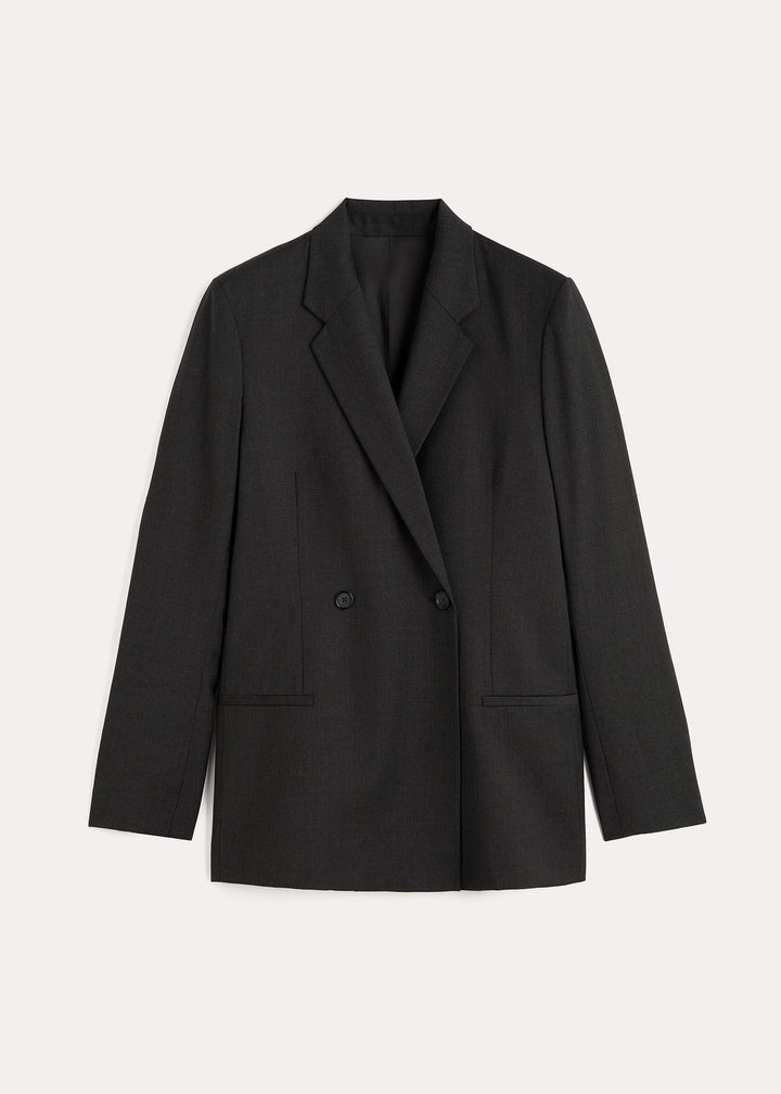 Double-breasted blazer charcoal melange - 1