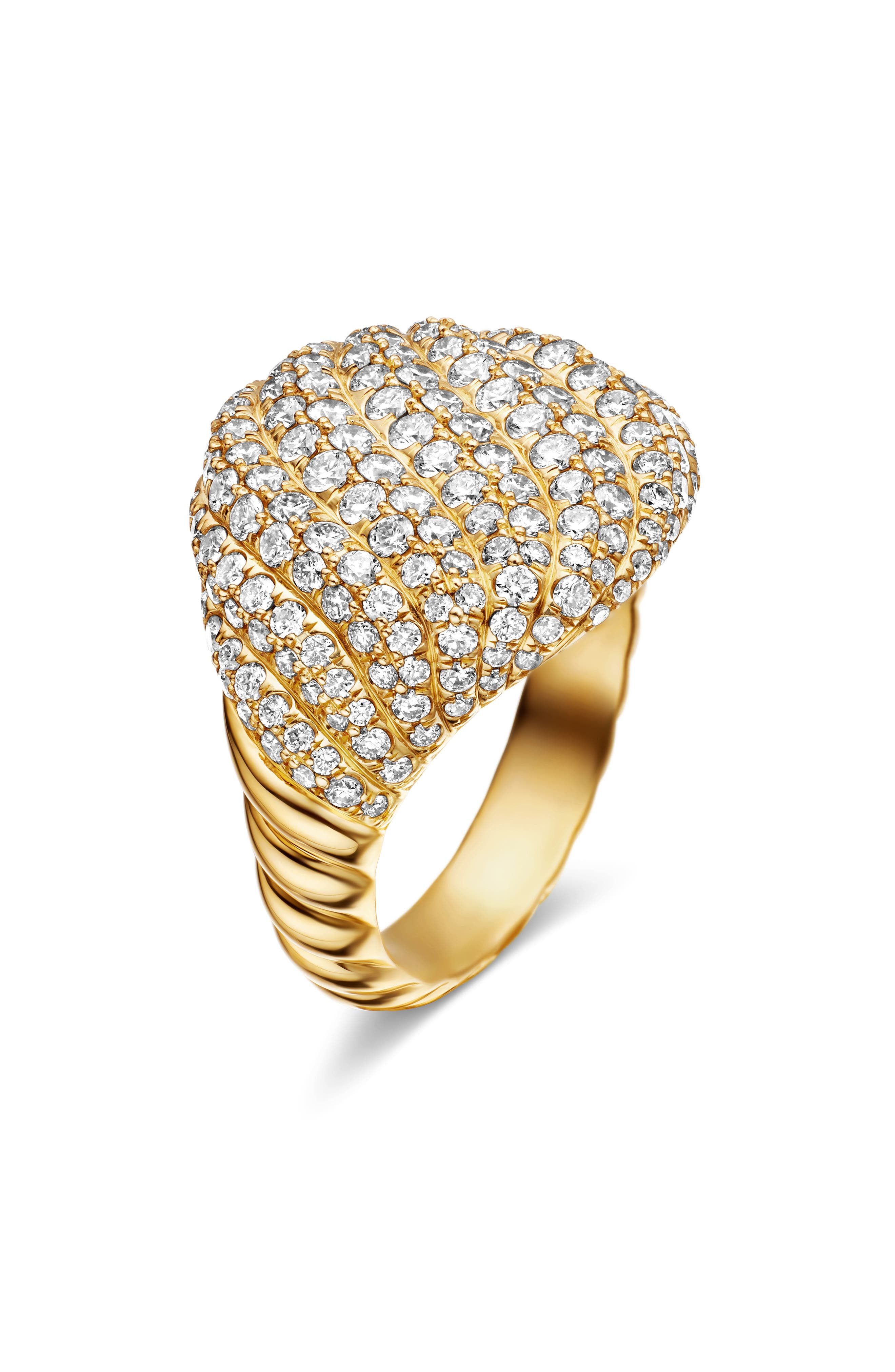 David Yurman Sculpted Cable Pinky Ring in 18K Yellow Gold with Pavé Diamonds at Nordstrom - 4