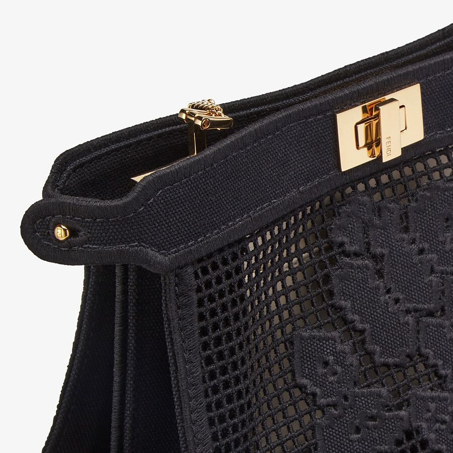 Black canvas bag with embroidery - 5