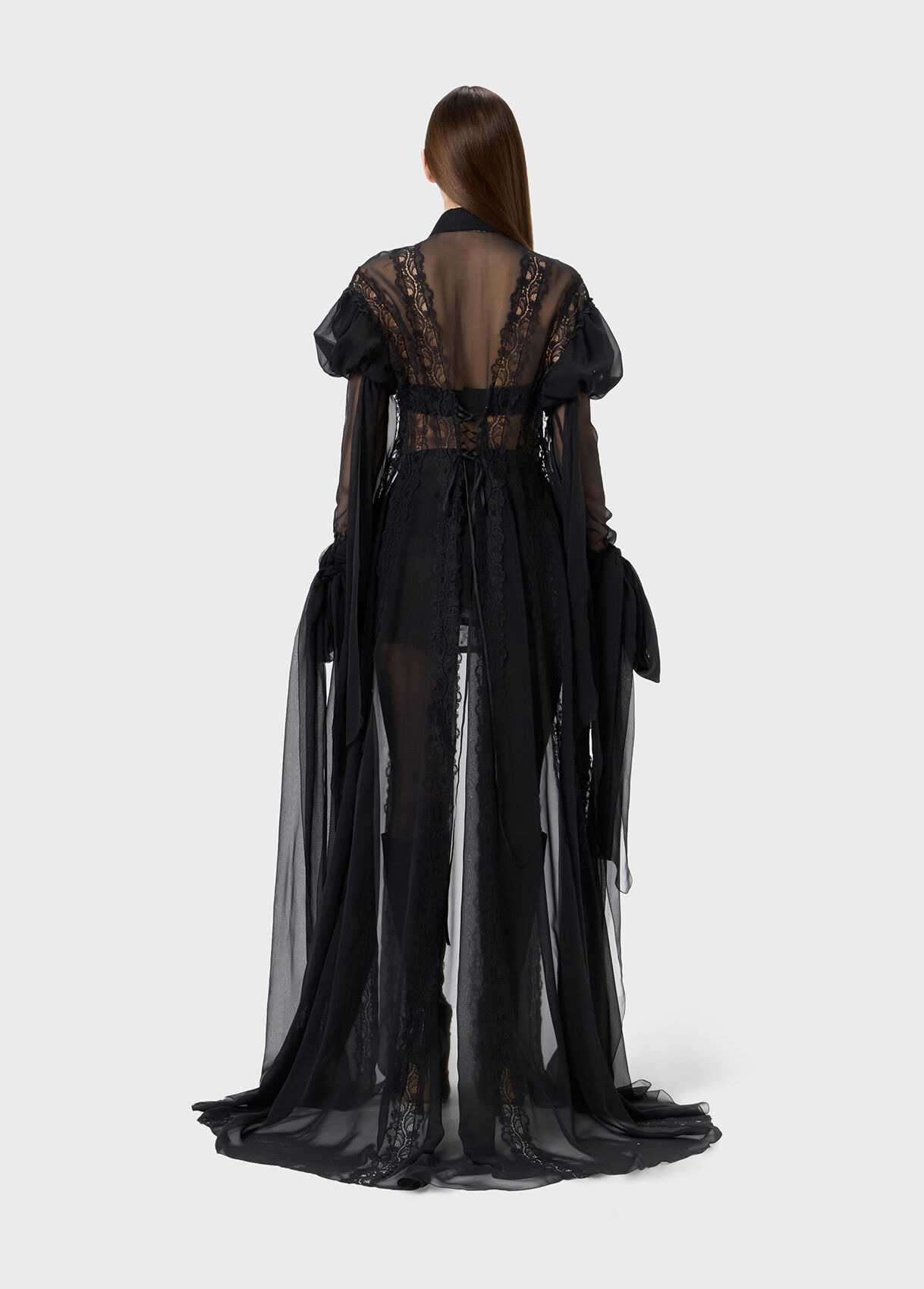 CHIFFON AND LACE SHIRT DRESS - 3