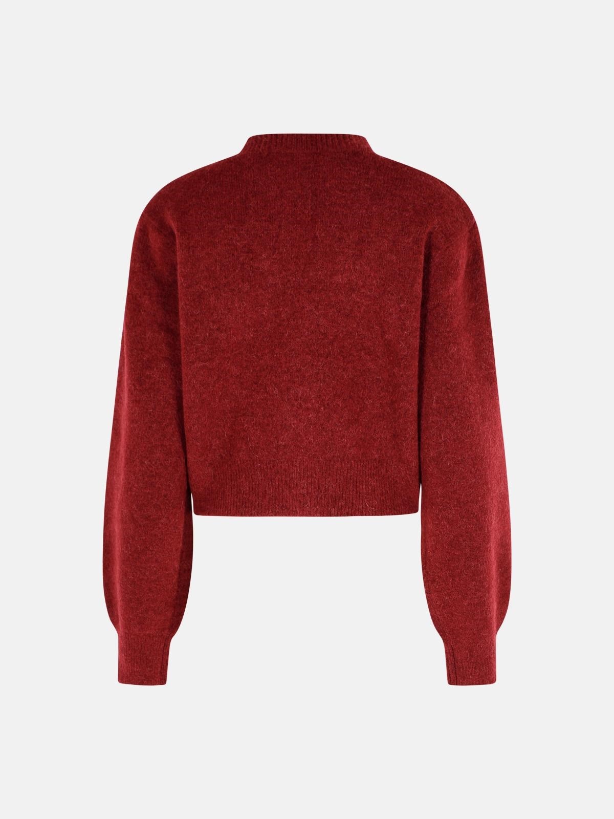 BURGUNDY ALPACA BLEND CARDIGAN - 3