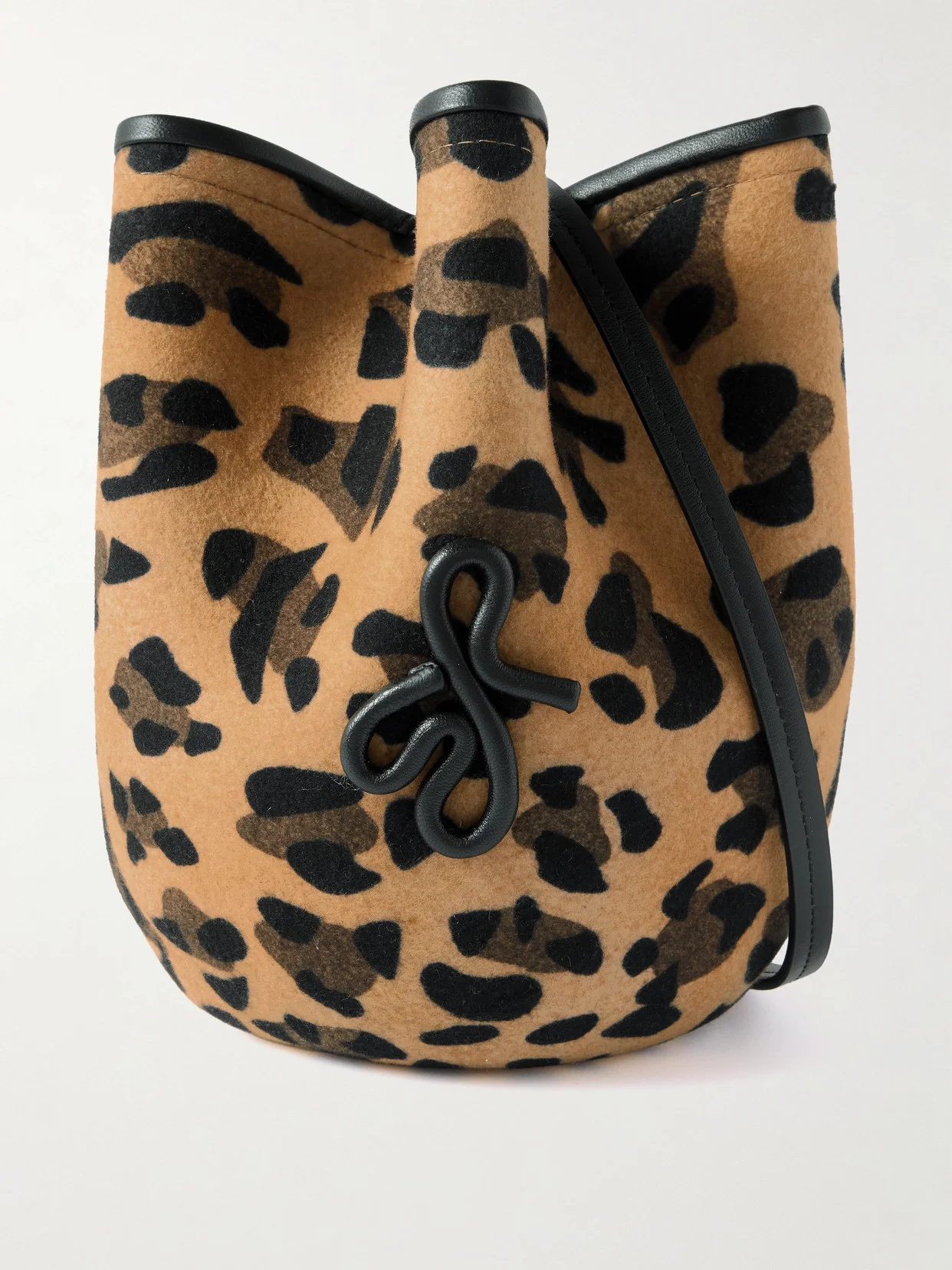The Hatbag Convertible Leather-trimmed Leopard-print Wool-felt Shoulder Bag - 1