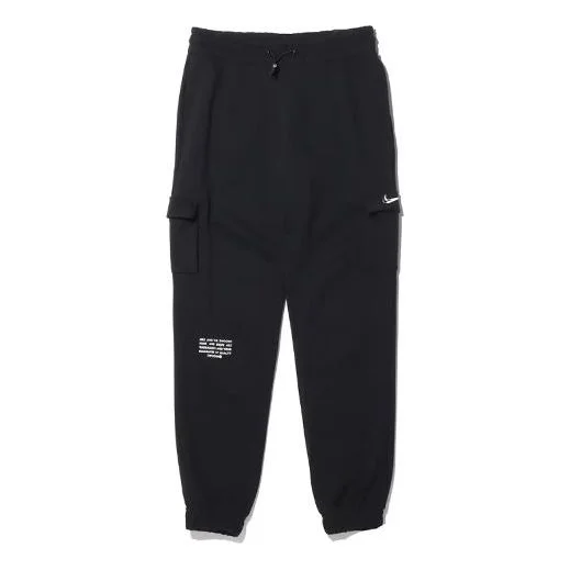 (WMNS) Nike Sportswear Swoosh Slim Fit Bundle Feet Sports Pants/Trousers/Joggers Black CZ8906-010 - 1