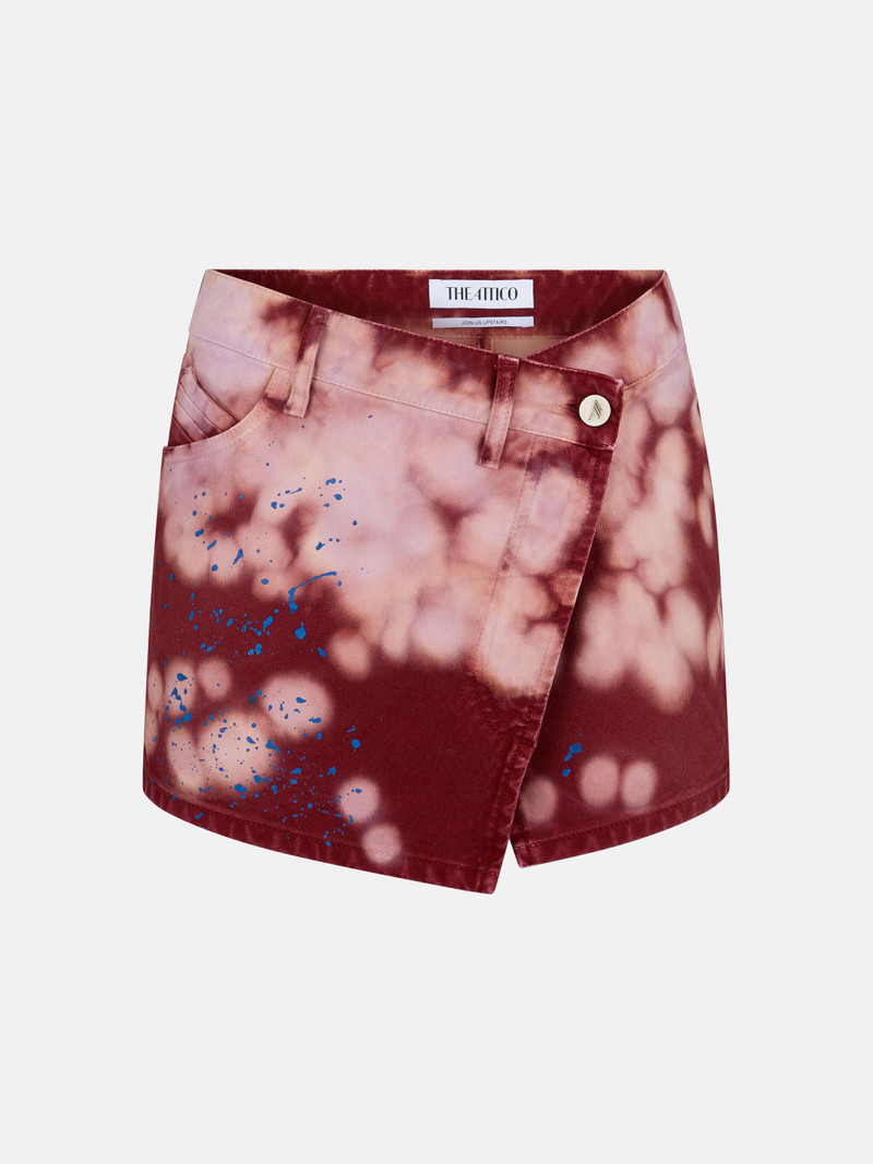 ''EUDRA'' PINK AND BORDEAUX MINI SKIRT 1