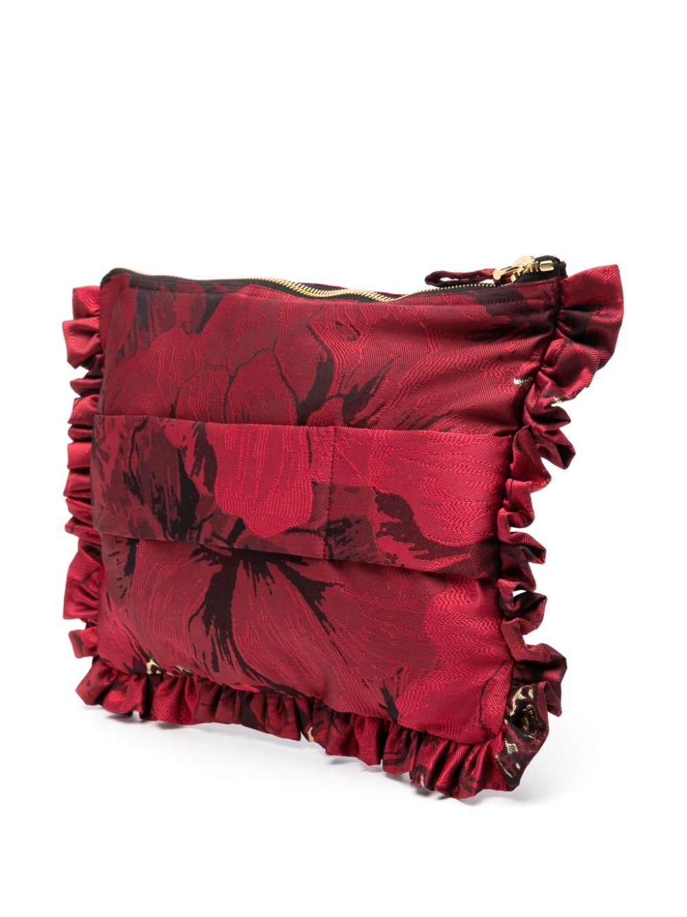 floral-print ruffled clutch - 2