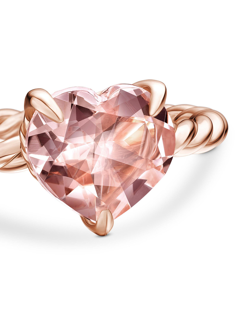 Women's Chatelaine Heart Ring in 18K Rose Gold - Morganite 6