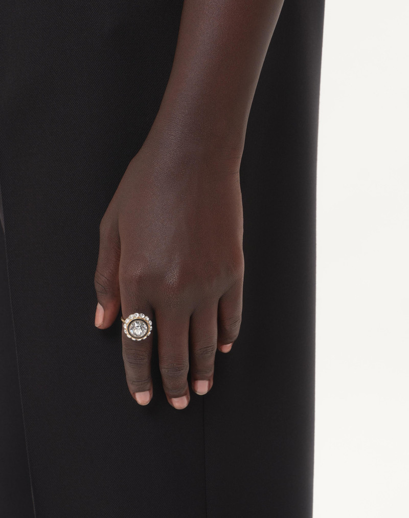 Valentino VLOGO SIGNATURE RING IN METAL, ENAMEL AND CRYSTALS outlook