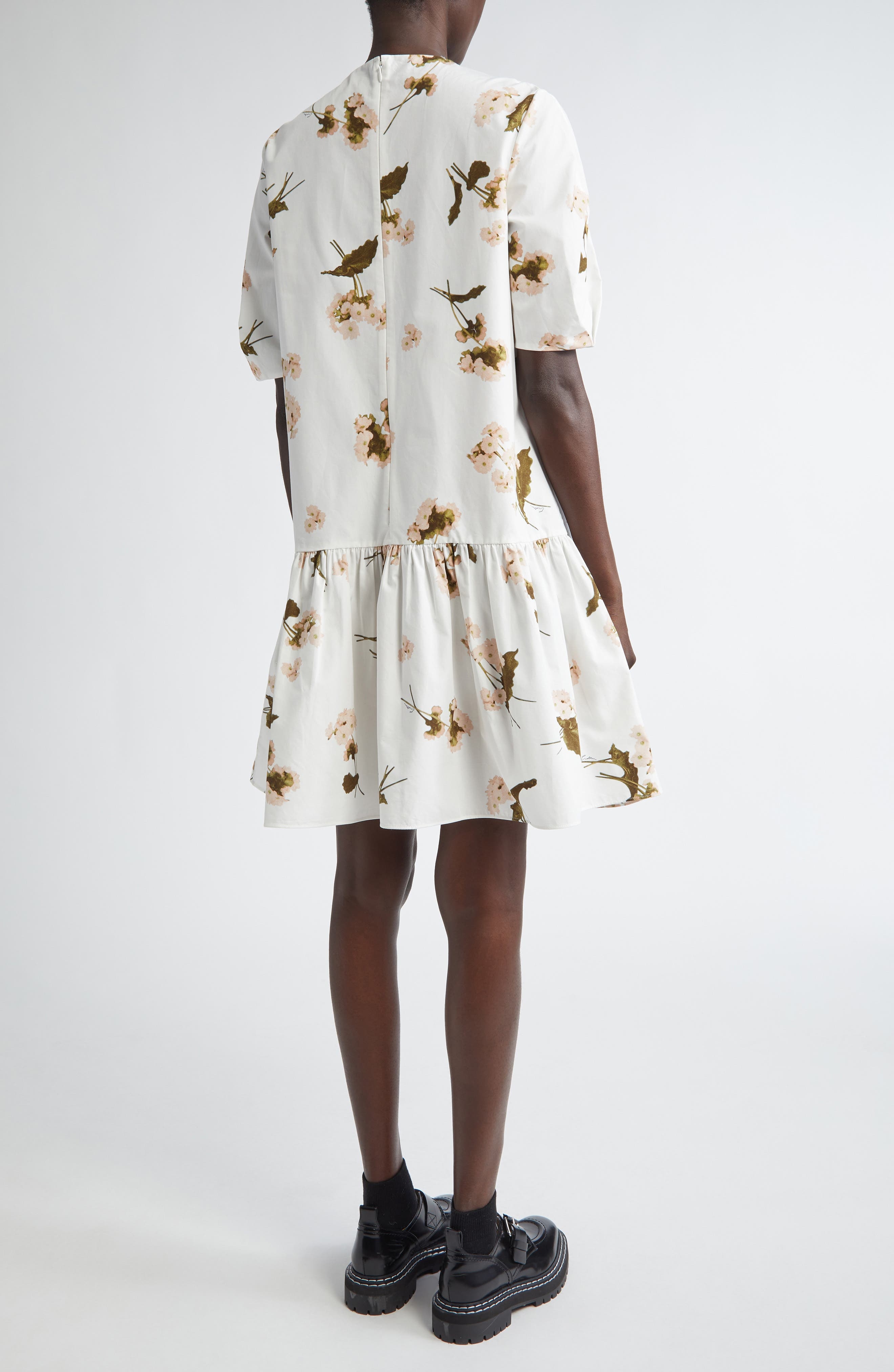 Erdem Floral Print Drop Waist Cotton Poplin Dress in Elena Garden White at Nordstrom - 2