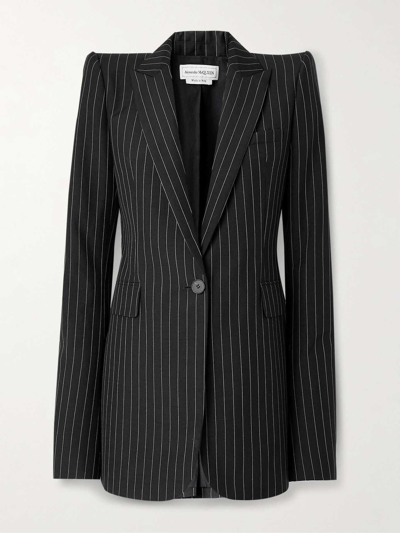 Chain-embellished pinstriped wool and mohair-blend blazer - 1