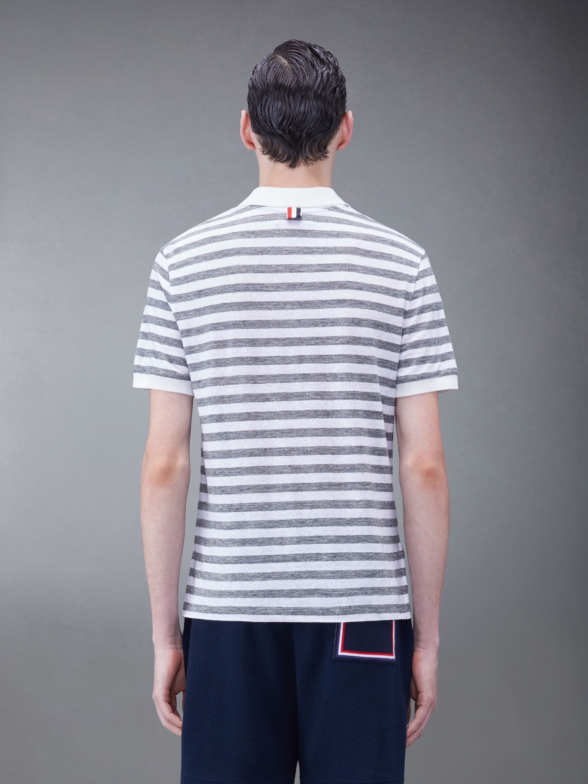 Linen Jersey Short Sleeve Striped Polo - 2