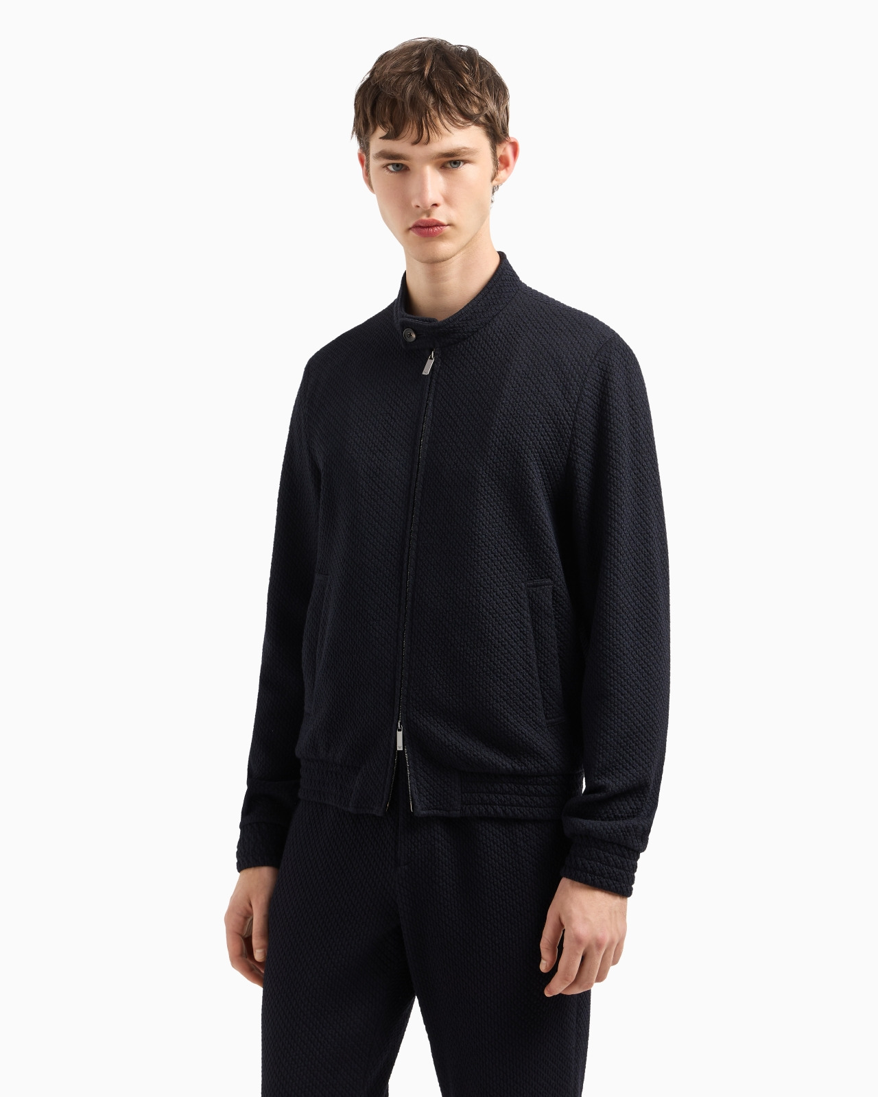 BLOUSON IN 3D-EFFECT JERSEY-WOOL BLEND STRETCH KNIT - 4