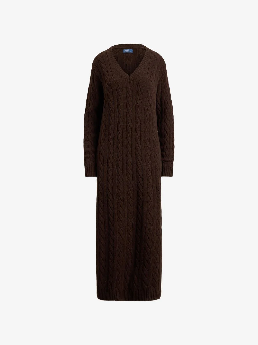 cable-knit V-neck sweater maxi dress - 1