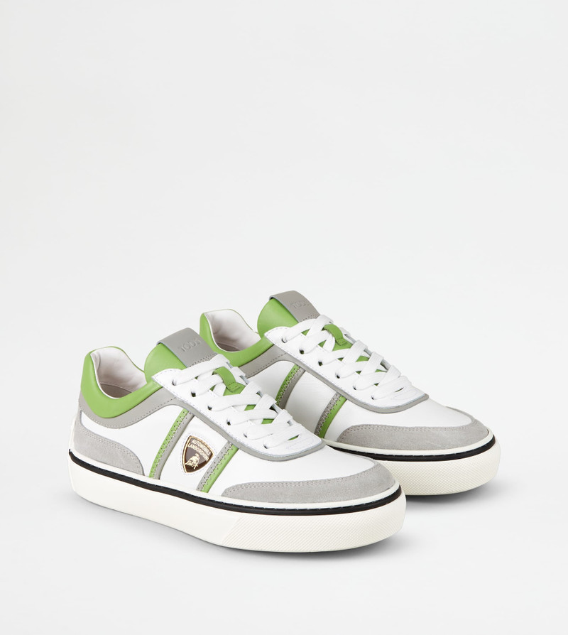 SNEAKERS IN LEATHER - 화이트, 그린 3