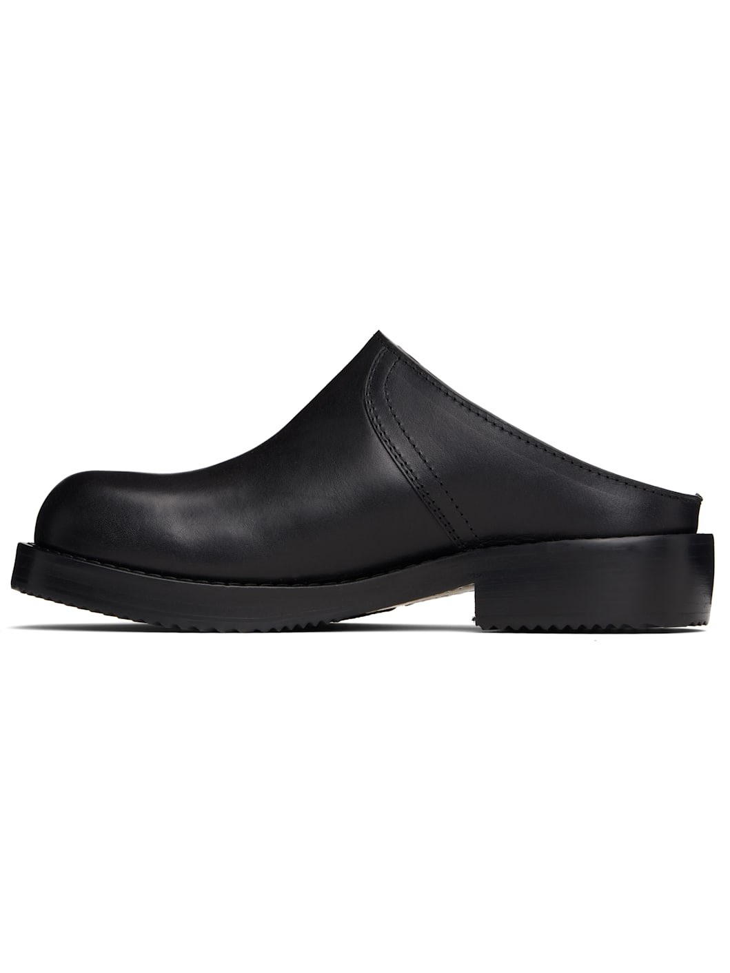 Black Leather Clogs - 3