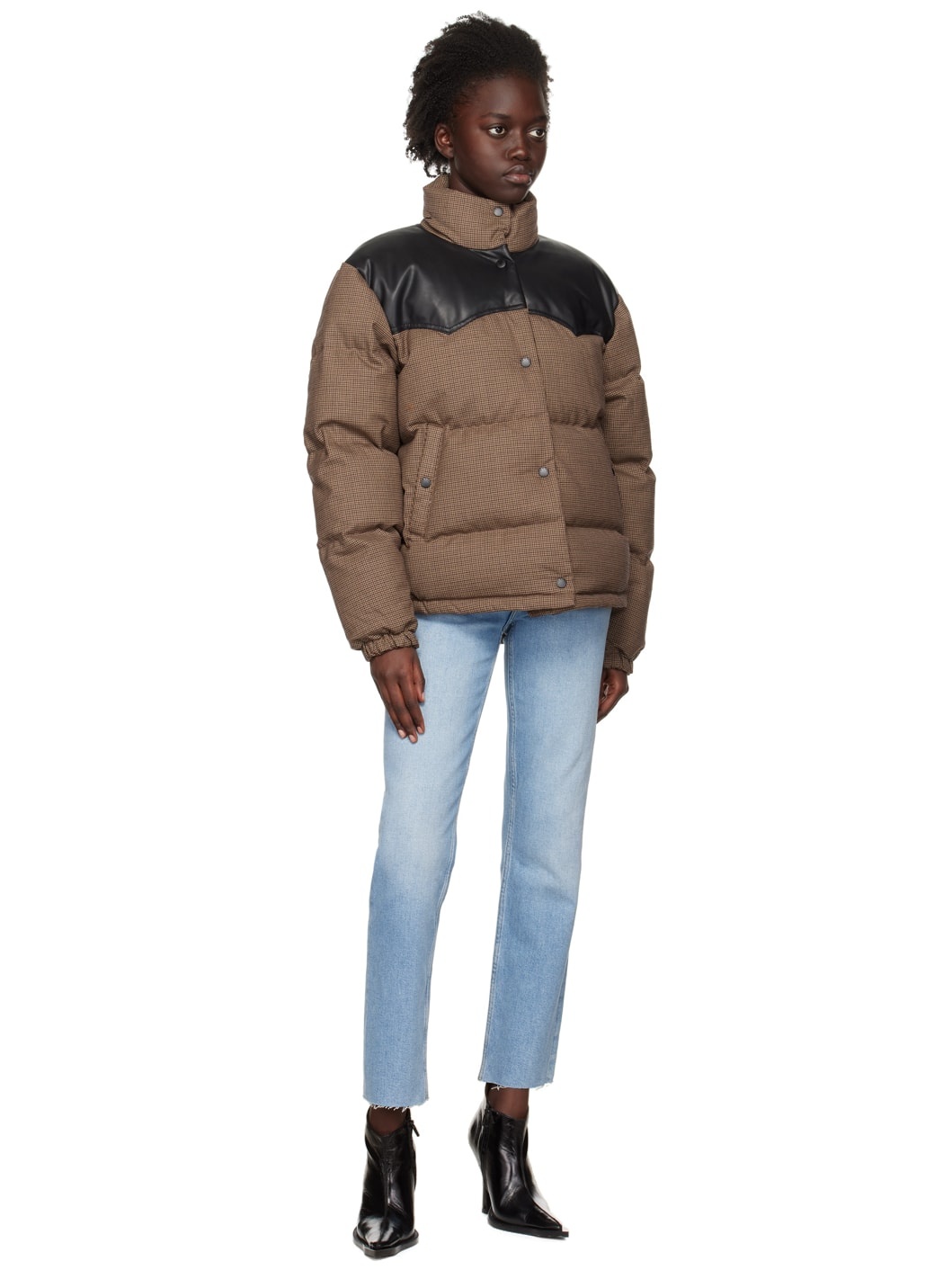 Brown Cal Houndstooth Down Jacket - 4