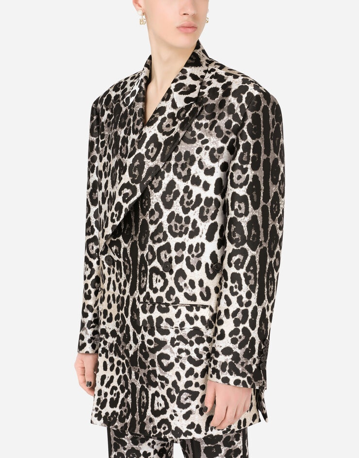 Oversize double-breasted jacket with leopard print - 4