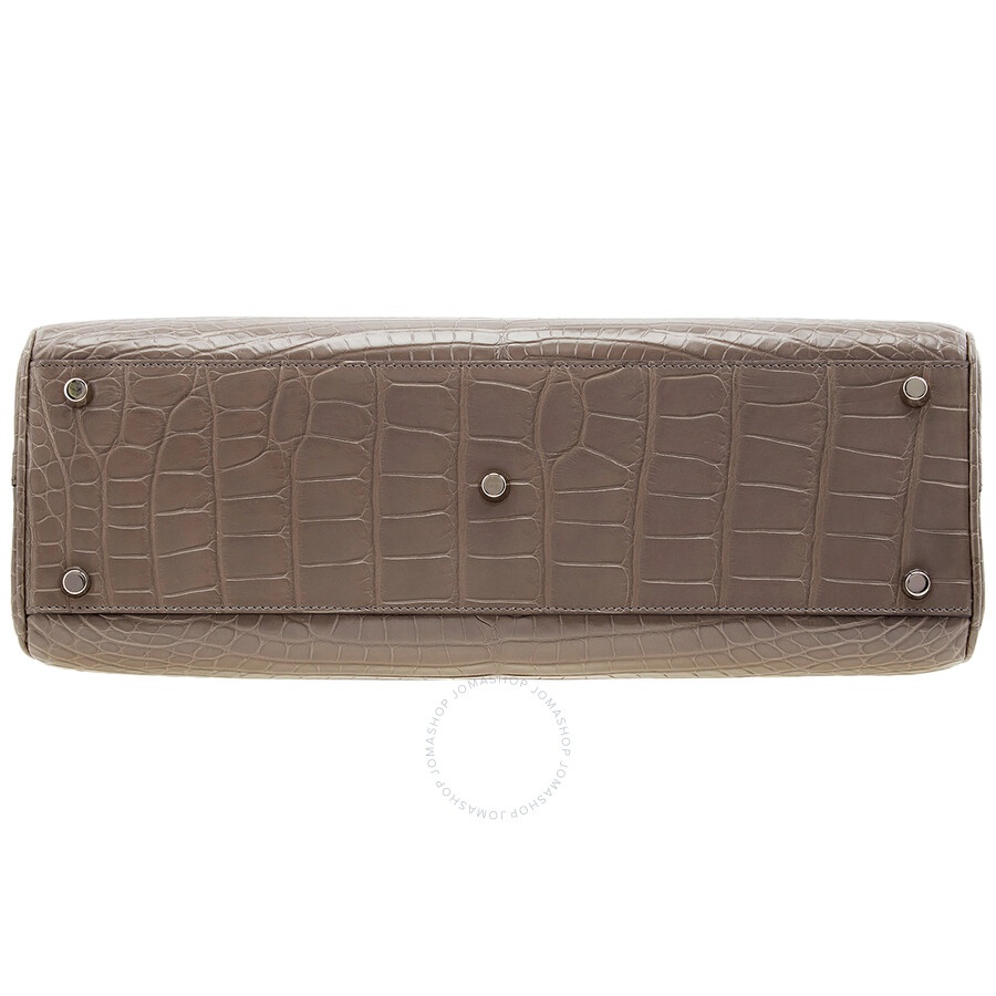 Gucci Grey Zumi Medium Top Handle Bag In Crocodile Effect - 6