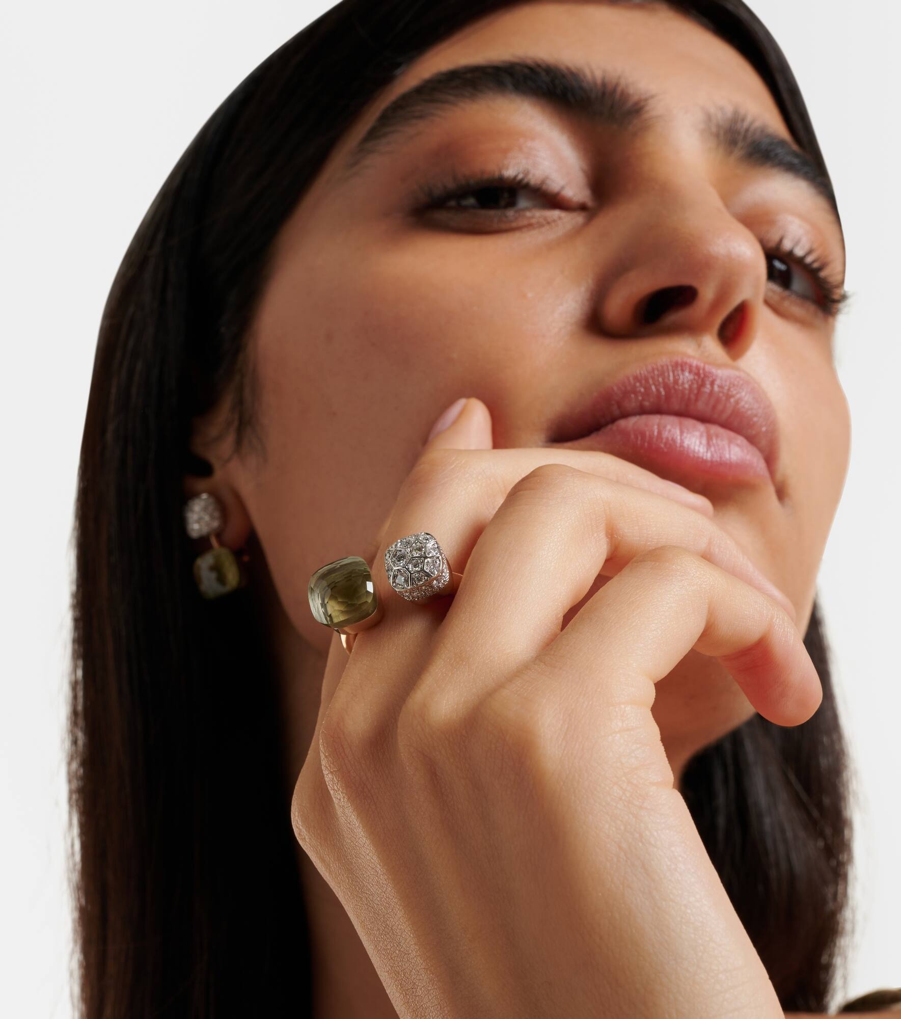 Nudo 18kt rose and white gold ring with diamonds and prasiolite - 2