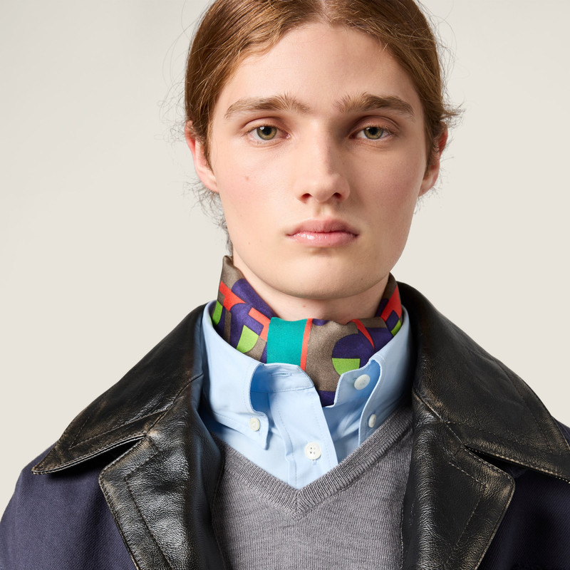 Single-breasted garment-dyed gabardine and leather jacket 5