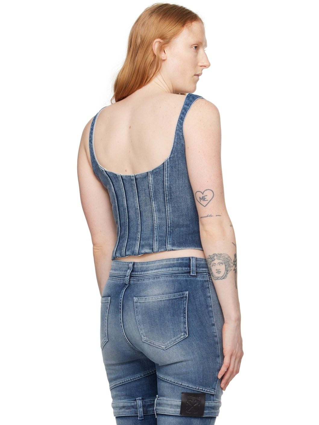 Blue Bustier Denim Tank Top - 3
