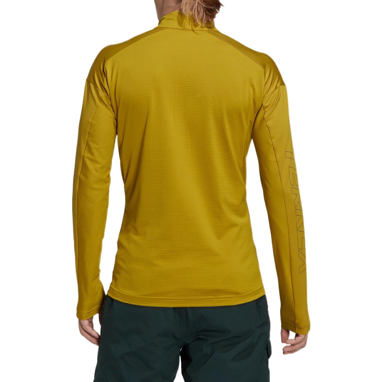 Men's adidas Sleeve Side Alphabet Printing Half Zipper Long Sleeves Yellow T-Shirt HI1309 - 3