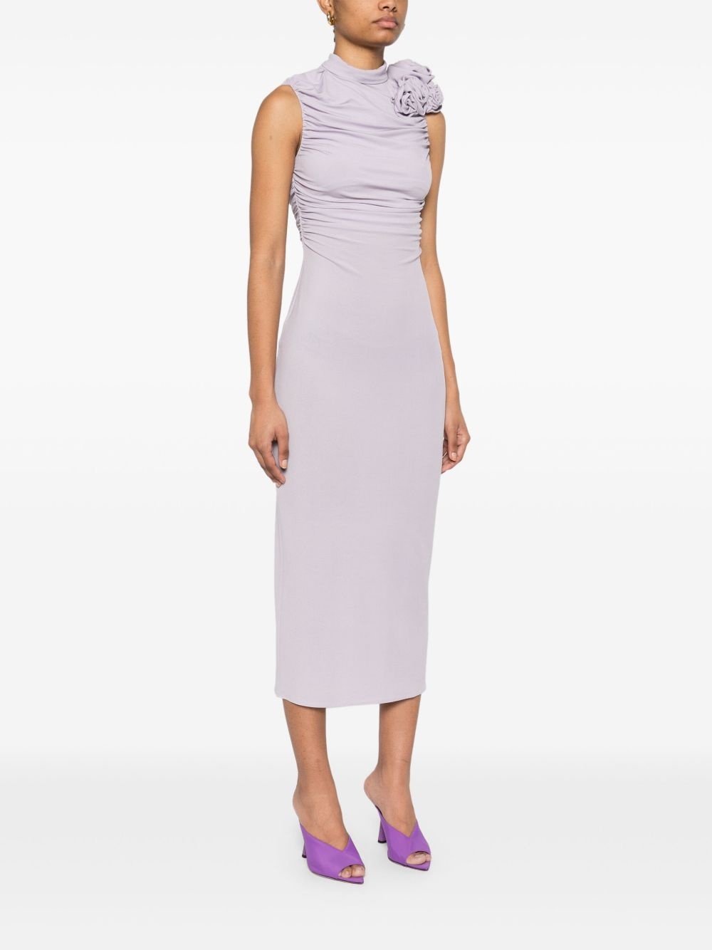 mock-neck ruched midi dress - 3
