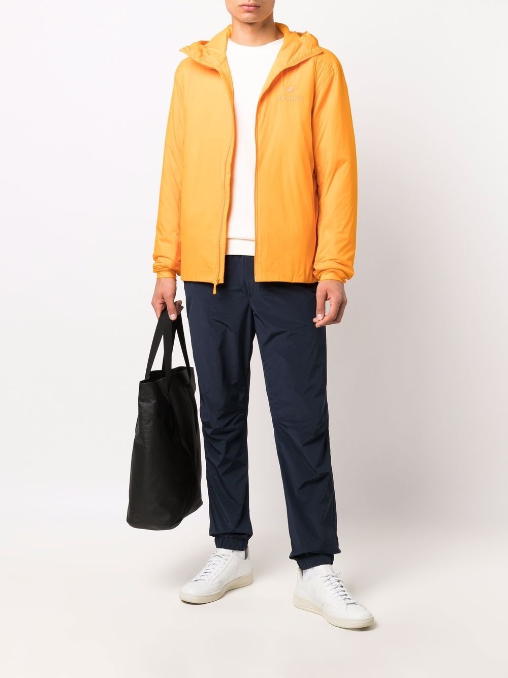 orange hooded zip-up jacket - 2